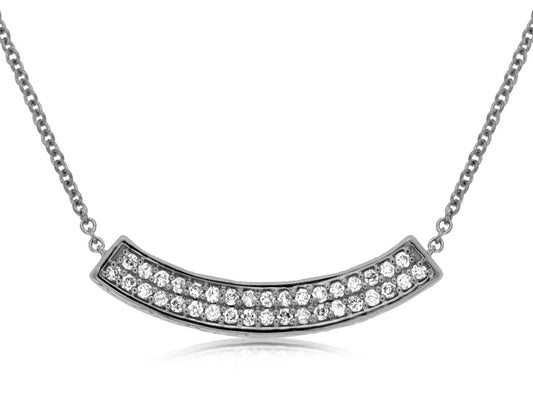 14K White Gold Curved Bar Necklace with 0.23ctw Natural Diamonds