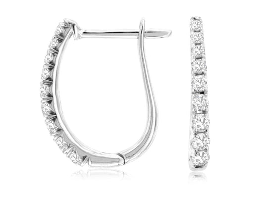 14K White Gold Hoop Earrings with 0.25CTW Natural Diamonds