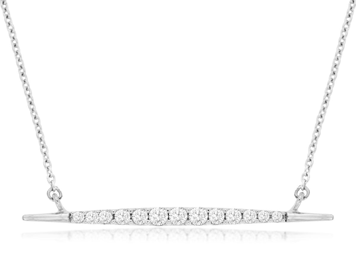 MEMO Diamond (0.26ctw) 14kt White Gold Bar Necklace