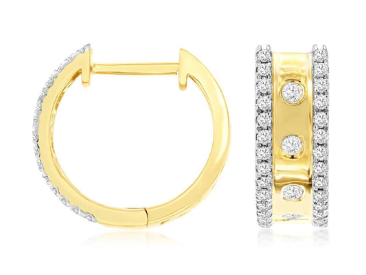 0.33ctw Natural Diamond Hoop Earrings in 14K Yellow Gold
