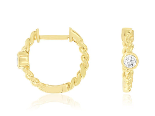 0.14CTW Natural Diamond Petite Hoops in 14K Yellow Gold