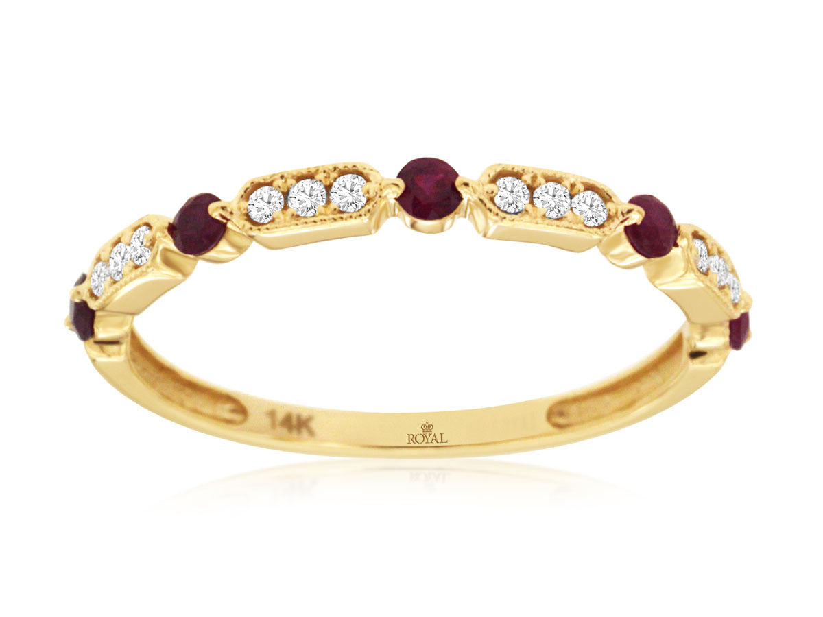 14K Yellow Gold Ruby & Diamond Ring