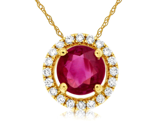 Ruby 0.47ct Diamond Halo Necklace