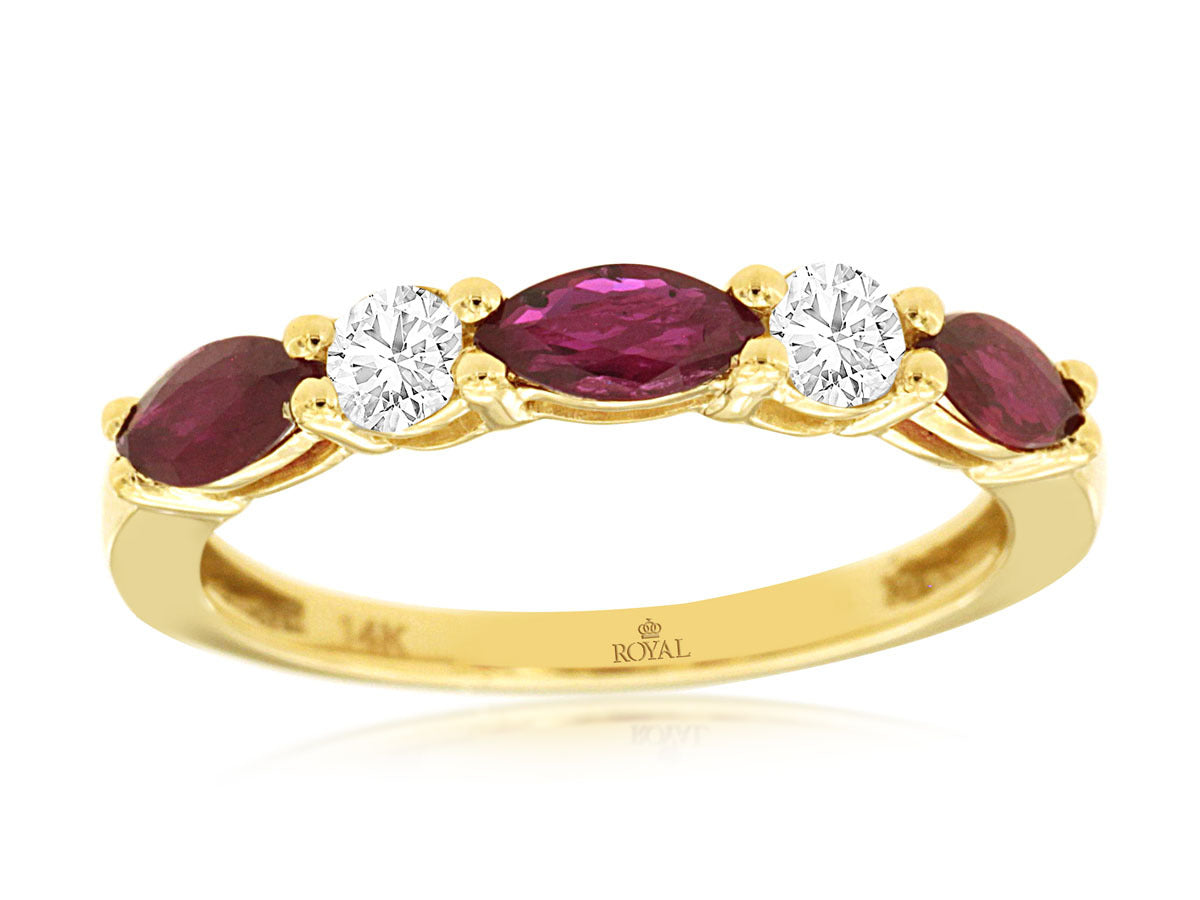 14K Yellow Gold Ring with 0.75ctw Ruby & 0.22ctw Natural Diamonds