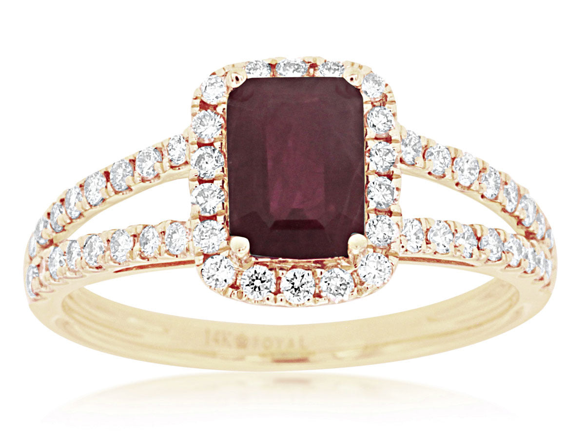 14K Yellow Gold Ruby & Diamond Ring