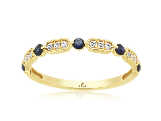 14K Yellow Gold Ring with 0.25ctw Natural Sapphire & 0.10ctw Natural Diamonds