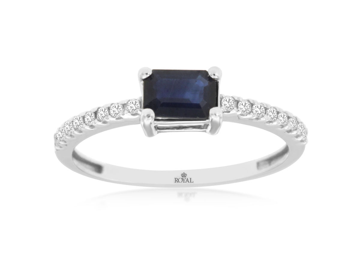 14K White Gold Ring with 0.70CTW Sapphire & 0.14CTW Natural Diamonds