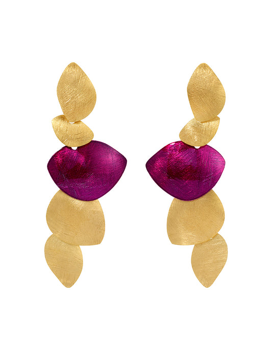 Merlot Sculptural Statement Earrings in Gold Plated Sterling Silver
