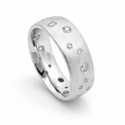 Modern Electrum Swirl Ring with Canadian Fluorescent Diamonds