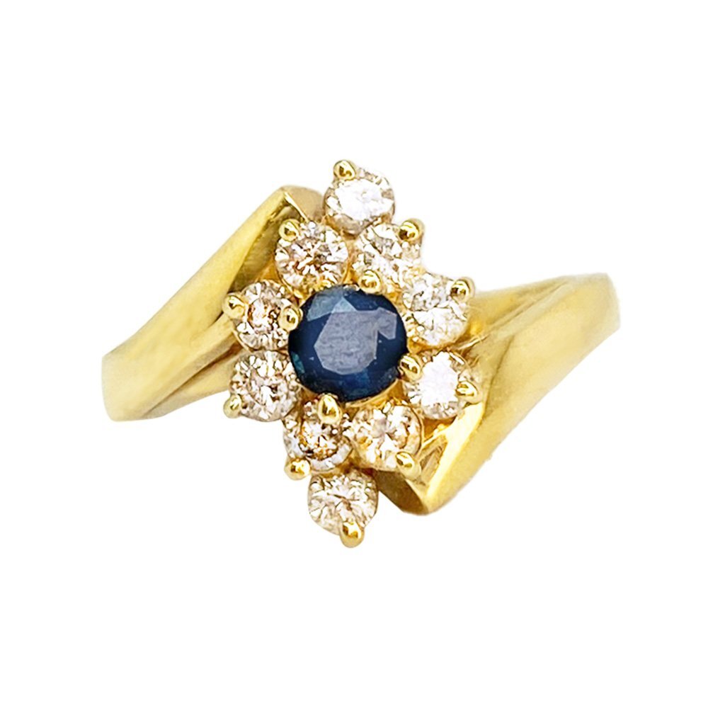 Natural Blue Sapphire (.34ct) & Diamond (.50cttw) 14kt Yellow Gold Ring