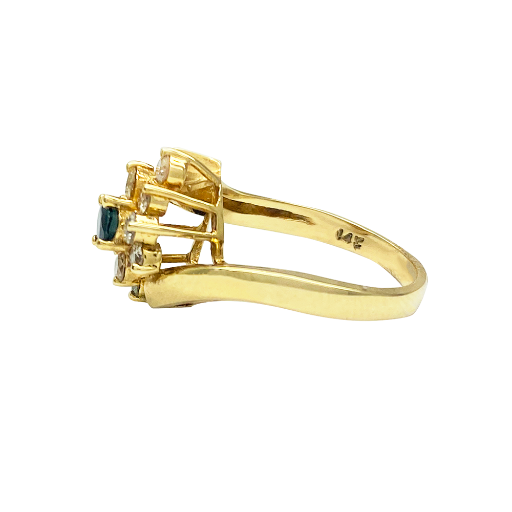 Natural Blue Sapphire (.34ct) & Diamond (.50cttw) 14kt Yellow Gold Ring