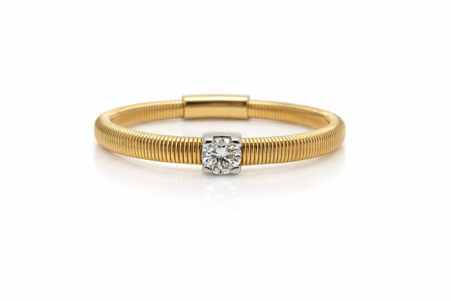 Natural Diamond 0.07 CT 14K Two-Tone Stackable Promise Ring