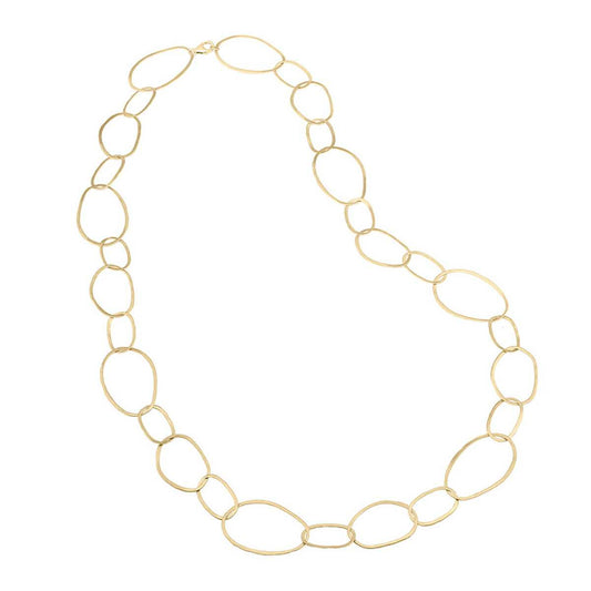 Gold chain necklace on a white background