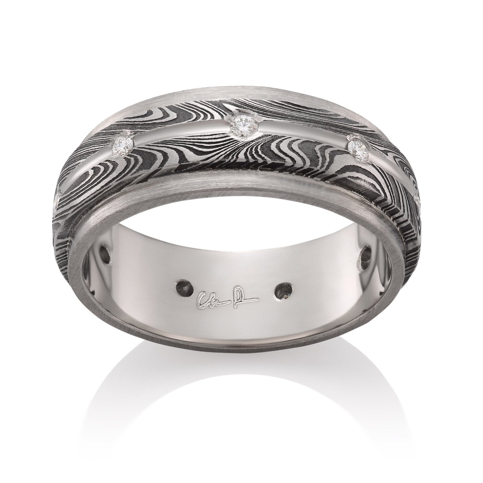 Kona Damascus Overlay with PD500 Liner and Diamonds | Paul's Jewelers ...