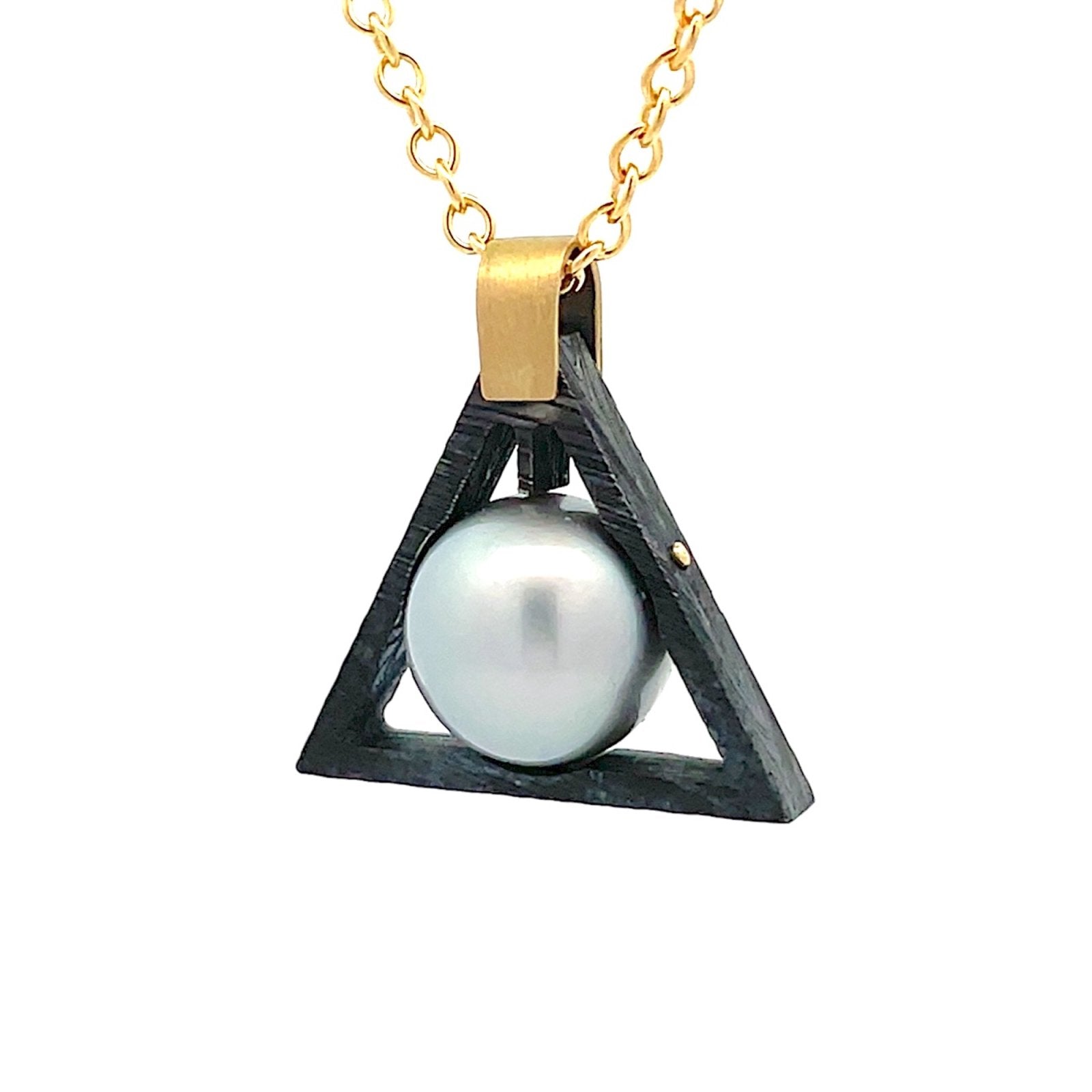Damascus Pearl Pendant Black Triangle | Paul's Jewelers Milwaukee
