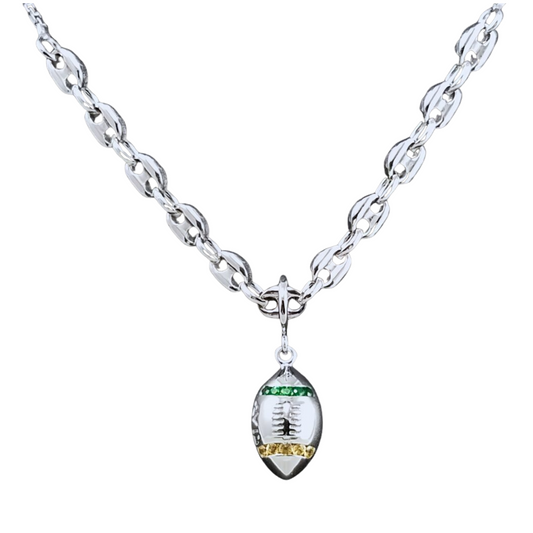 Packer's Colored Large Football Pendant, Tsavorite Garnet & Sapphire, 925