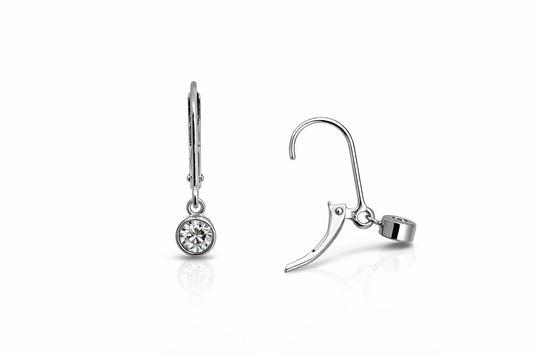 SS - 0.5ctw Lab Dia 4mm Bezel Leverback Earrings- Paul's Jewelers Milwaukee