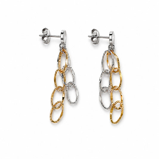 Gold Plated Sterling Silver Oval Link Drop Earrings