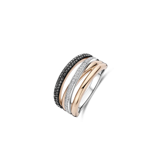 TI SENTO Crossover Ring, Sterling Silver, Rose Gold Plated 12402BR-