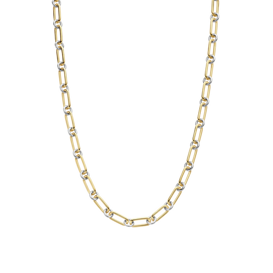 Gold chain necklace on a white background