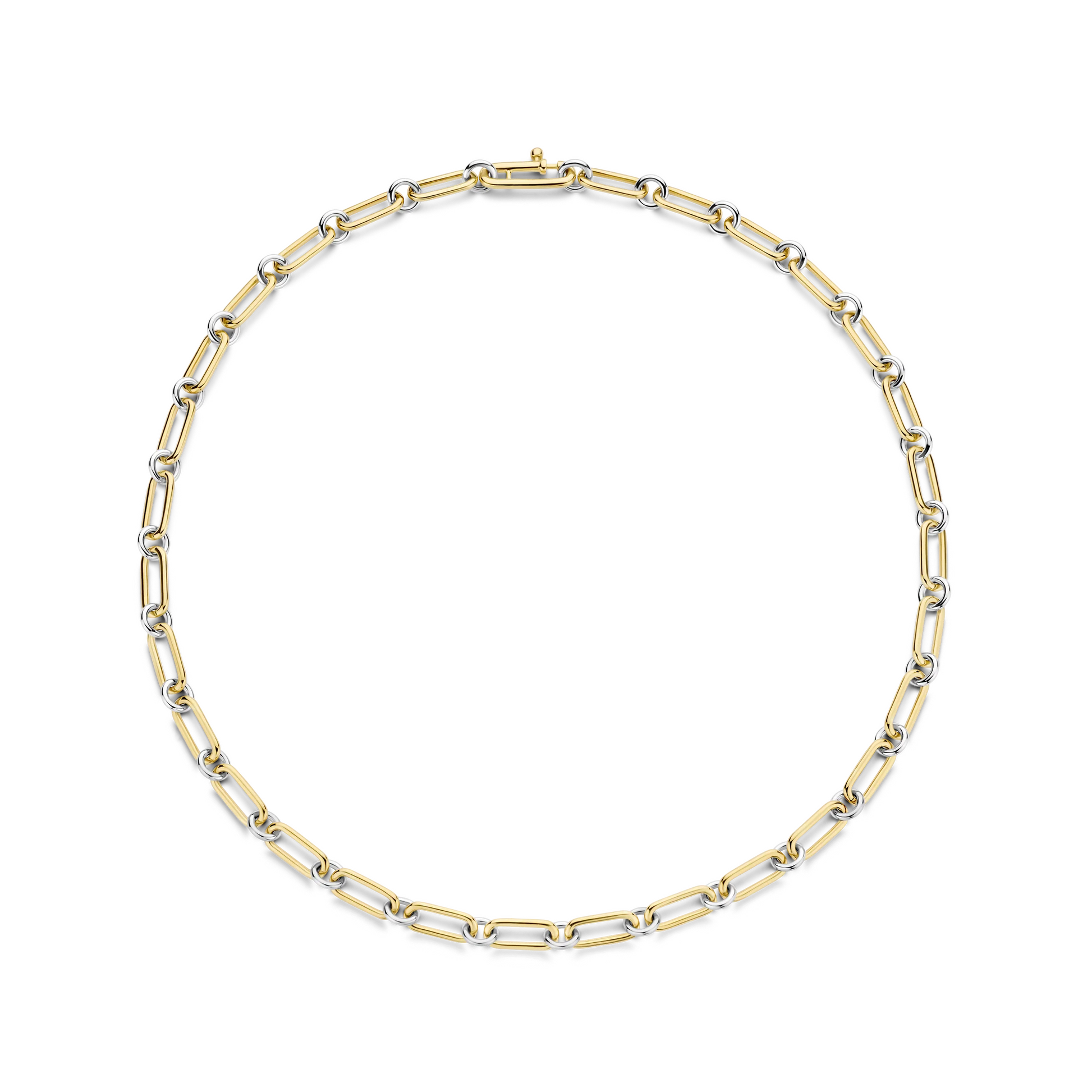 Gold chain necklace on a white background