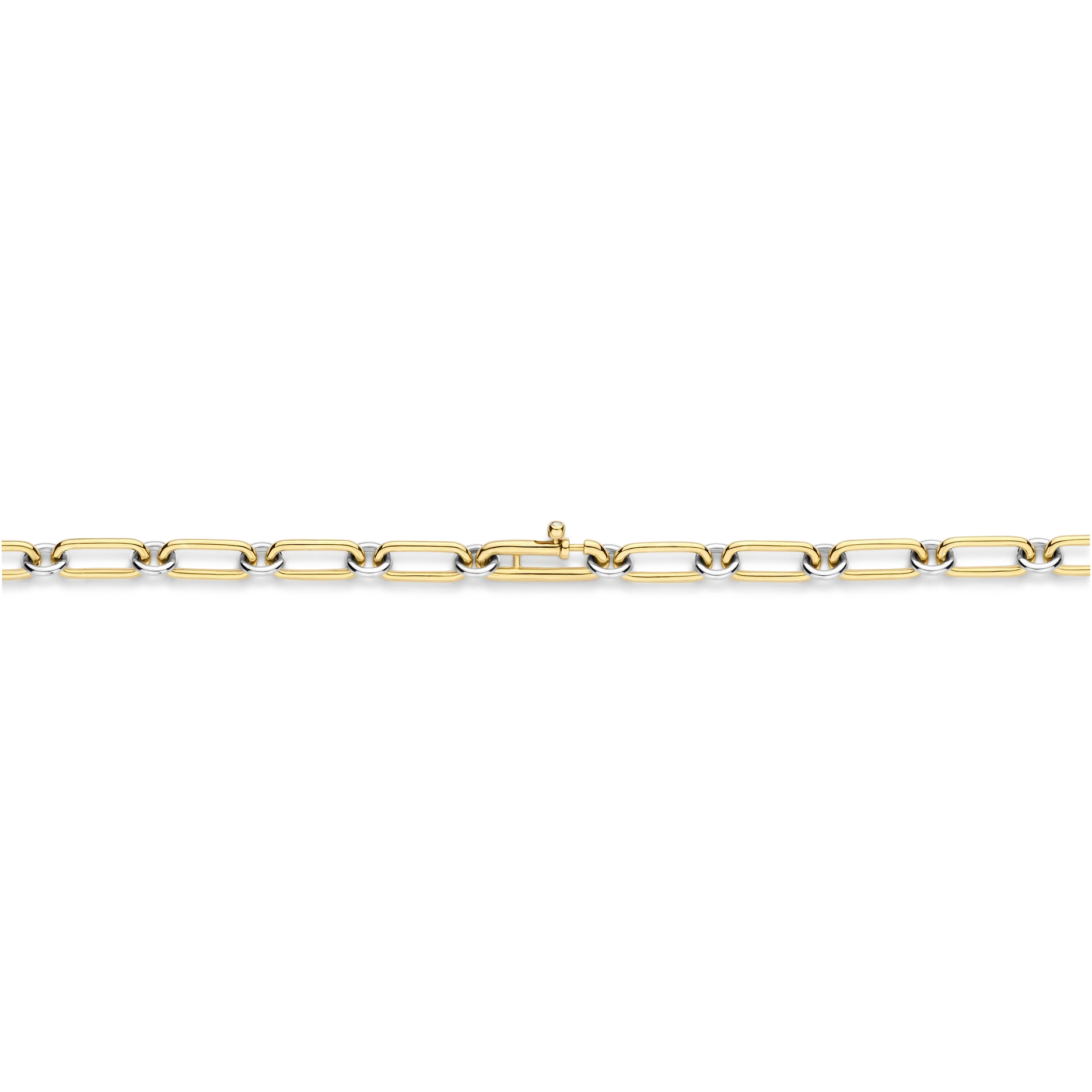 Gold chain bracelet on a white background