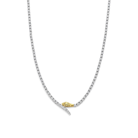 Necklace with a gold and diamond pendant on a white background