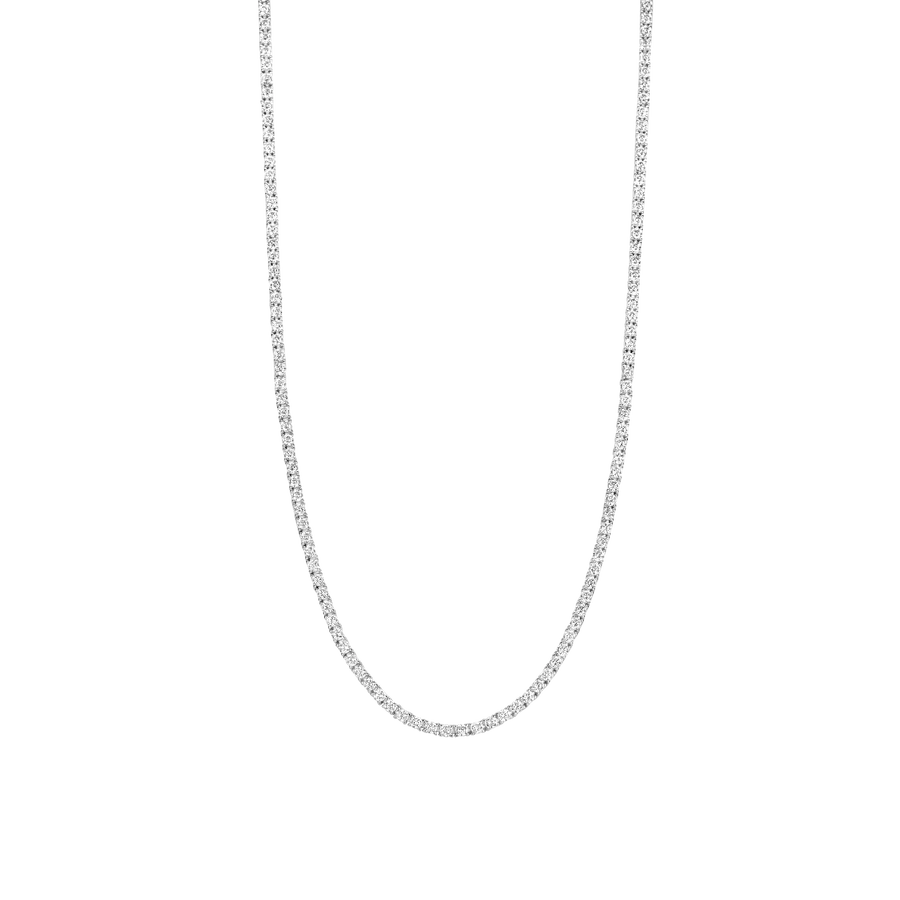 Silver chain necklace on a white background