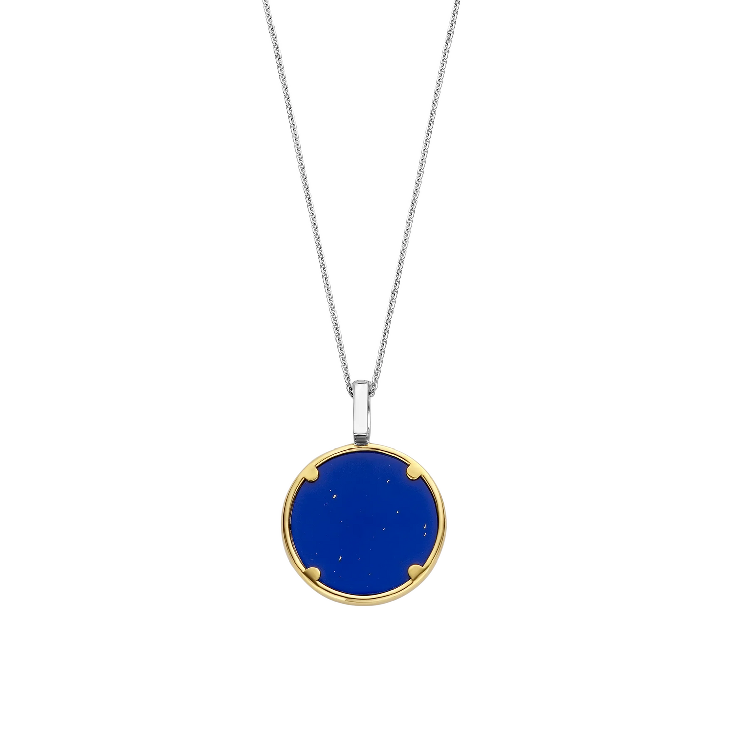 Necklace with a blue pendant on a white background