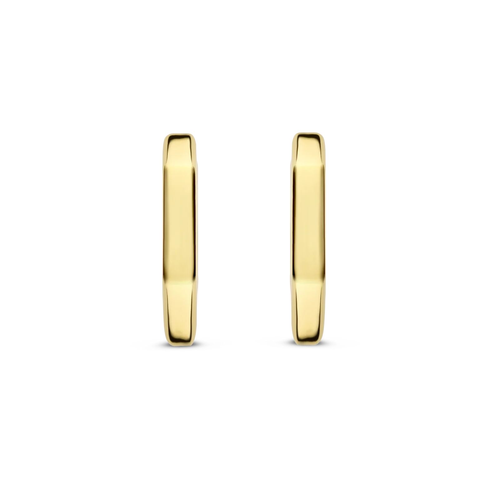 Pair of gold hoop earrings on a white background