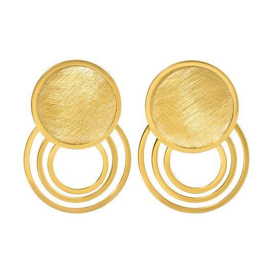 Textured Multi-Circle Drop Earrings in Gold Plated Sterling Silver
