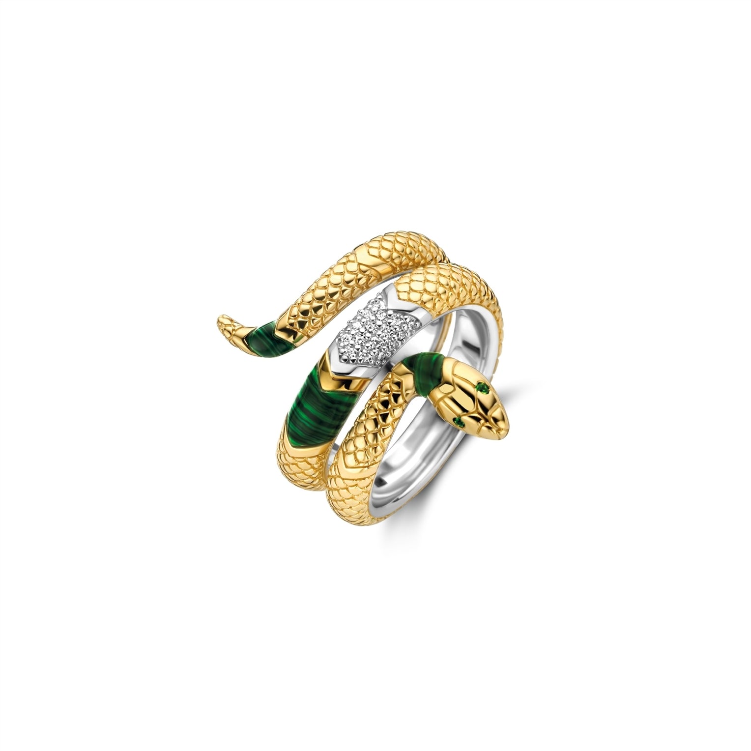 Gold plated sterling silver snake ring
