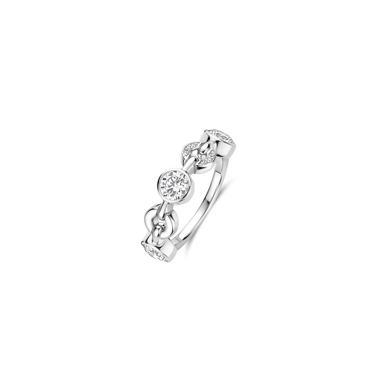 Sterling silver and CZ chain ring