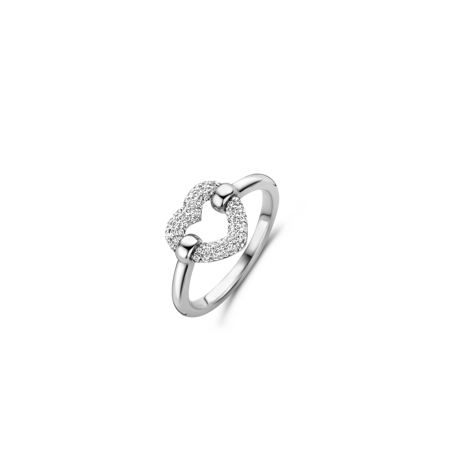 Sterling silver and CZ heart shaped ring