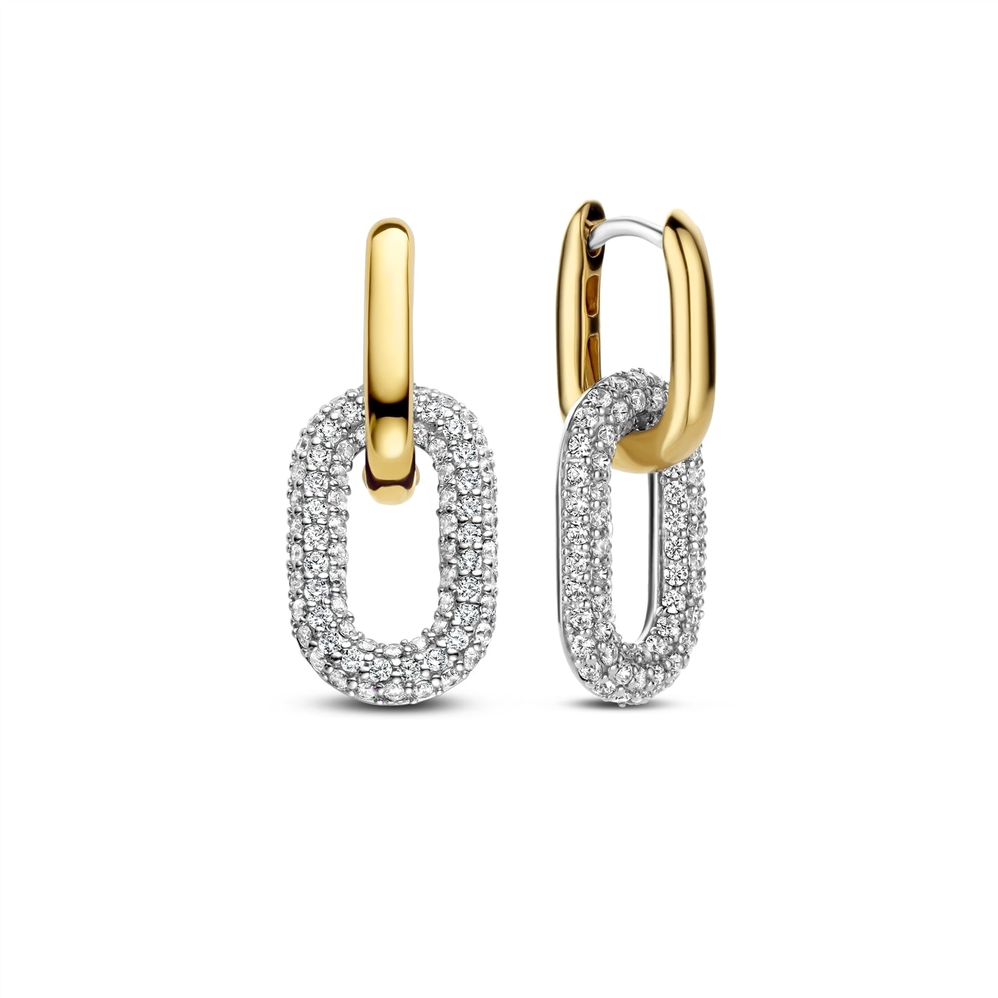 Gold plated silver link earrings