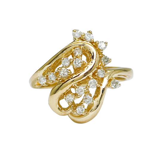 Yellow gold ring on a white background
