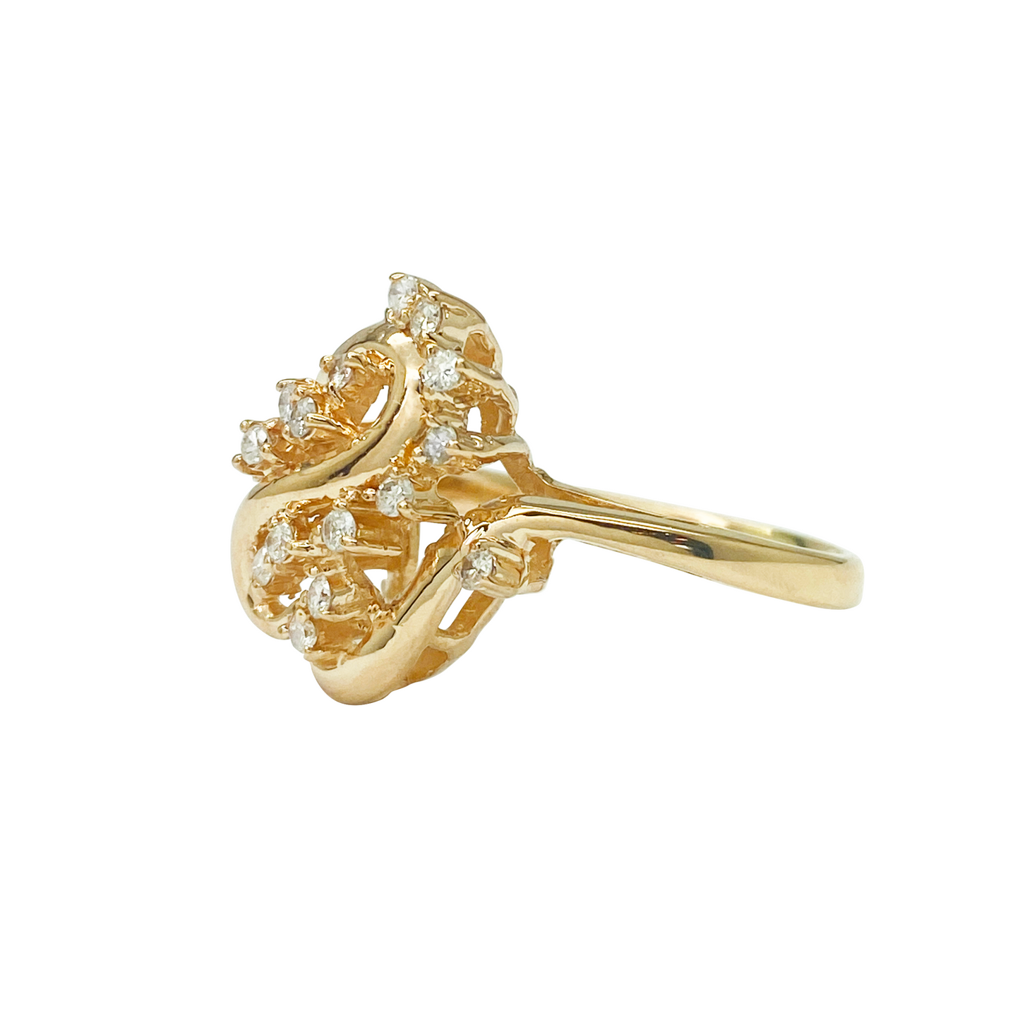Yellow gold ring on a white background