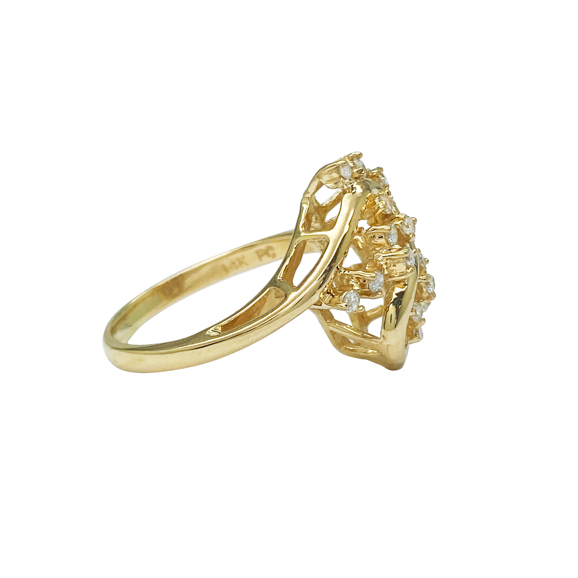 Yellow gold ring on a white background