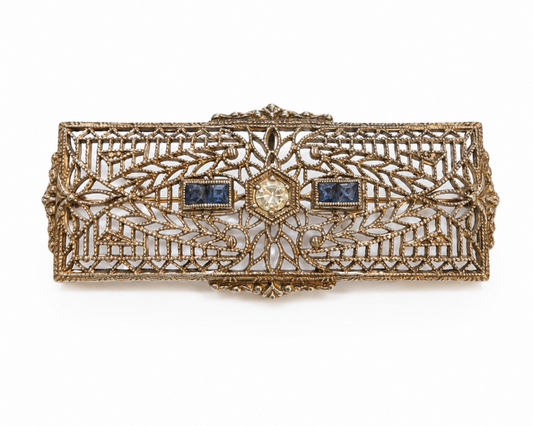 Vintage Filigree Brooch, 14kt WG