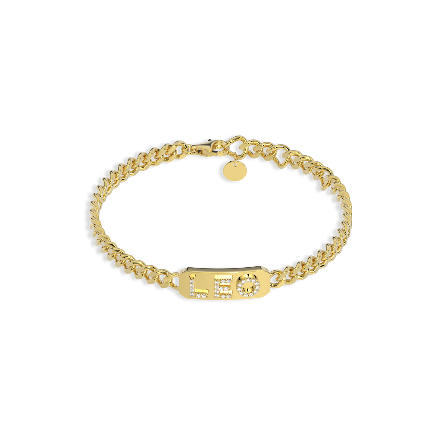 18k Gold Plated Silver Pavé Letter ID Bar Curb Chain Bracelet His & Hers ID Bar AW24B001G