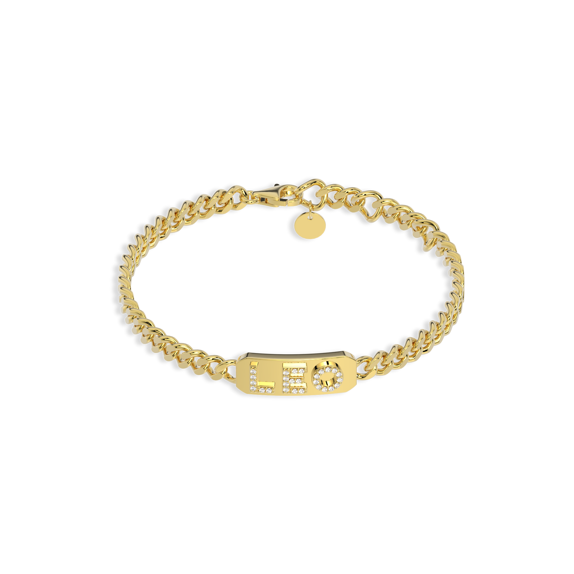 18k Gold Plated Silver Pavé Letter ID Bar Curb Chain Bracelet His & Hers ID Bar AW24B001G