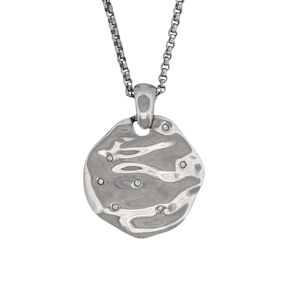 Large Diamond Pendant, Sterling Silver .07ctw